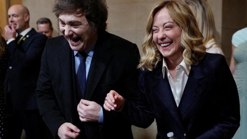 Il presidente argentino Javier Milei e la&nbsp;premier Giorgia Meloni
