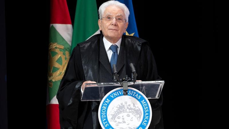 Il presidente della Repubblica, Sergio Mattarella, a Messina