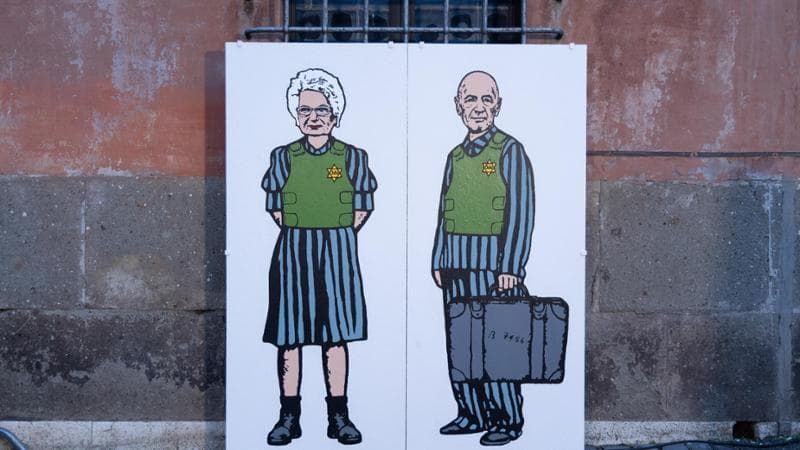 Il murale “Anti-Semitism, History Repeating” a Roma: Liliana Segre e Sami Modiano