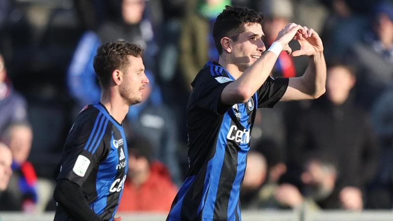 Moreo (Pisa) esulta dopo il gol alla Salernitana