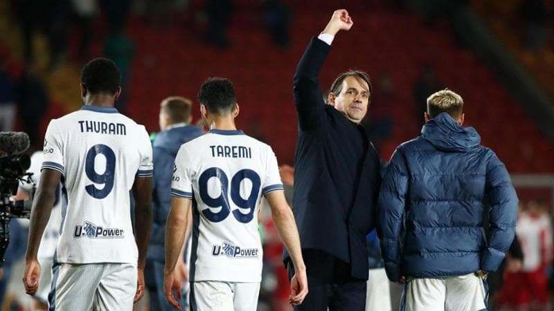 Inzaghi esulta al termine di Lecce-Inter