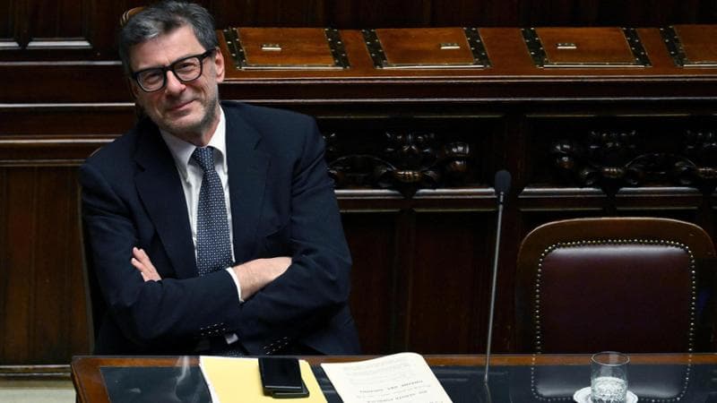 Il ministro dell'Economia Giancarlo Giorgetti durante il question time alla Camera, Roma, 15 gennaio 2025.  ANSA/ETTORE FERRARI  
