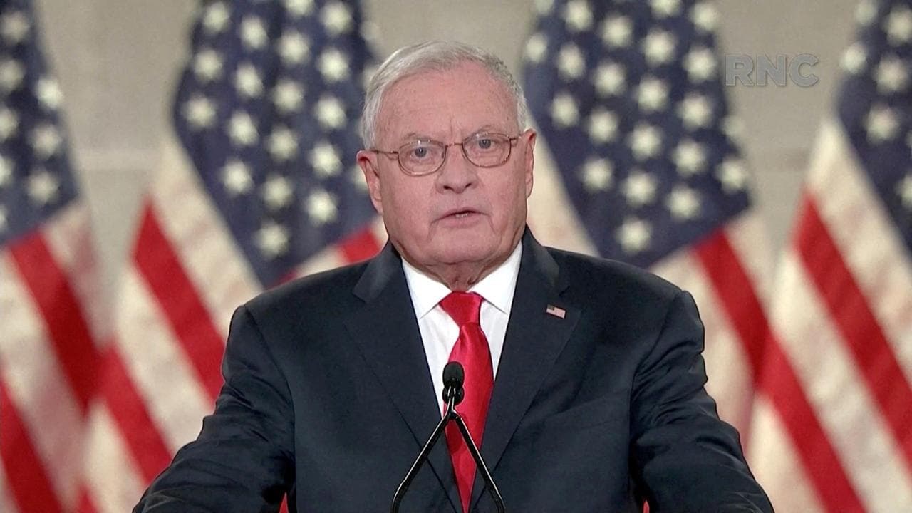 FILE PHOTO: Keith Kellogg, national security adviser to Vice President Mike Pence, speaks during the largely virtual 2020 Republican National Convention broadcast from Washington, U.S. August 26, 2020.   2020 Republican National Convention/Handout via REUTERS   THIS IMAGE HAS BEEN SUPPLIED BY A THIRD PARTY/File Photo