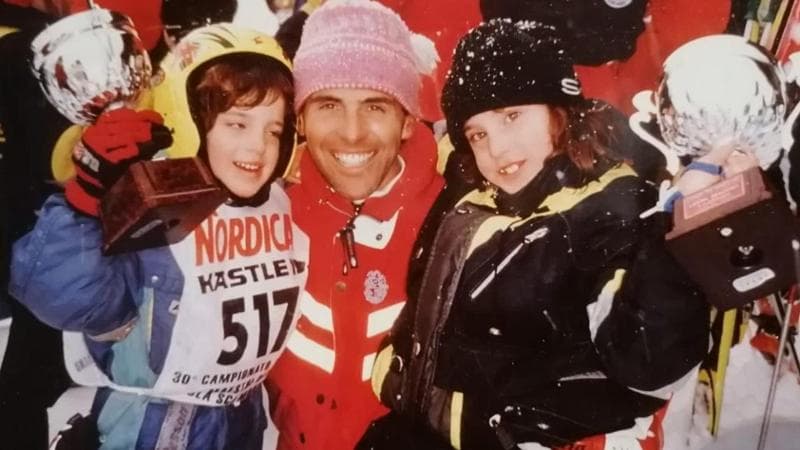 Daniele Brignone con i figli Federica e Davide