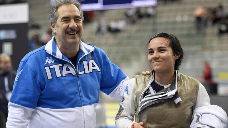 Stefano Cerioni con una delle ultime atlete lanciate in nazionale, Anna Cristino
