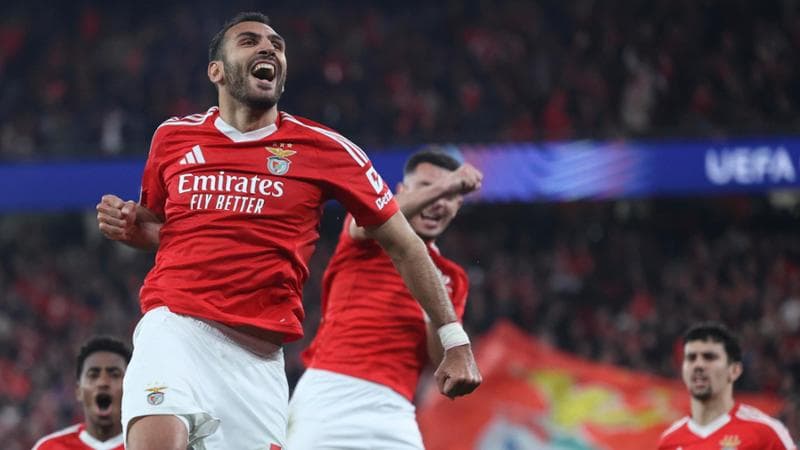 Benfica-Monaco: l'esultanza di Pavlidis