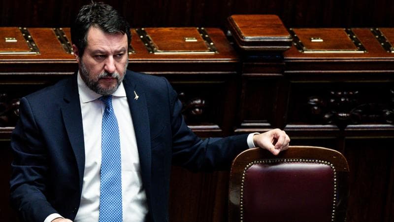 Il ministro delle Infrastrutture e Trasporti Matteo Salvini in aula alla Camera dei Deputi durante il Question Time, Roma, 26 febbraio 2025. ANSA/ANGELO CARCONI