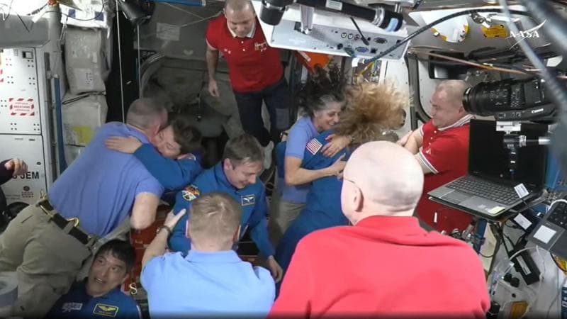 L'arrivo del nuovo equipaggio sulla Stazione Spaziale che dar&agrave; il cambio a Suni Williams e Butch Wilmore, da nove mesi nello spazio. Foto Nasa
