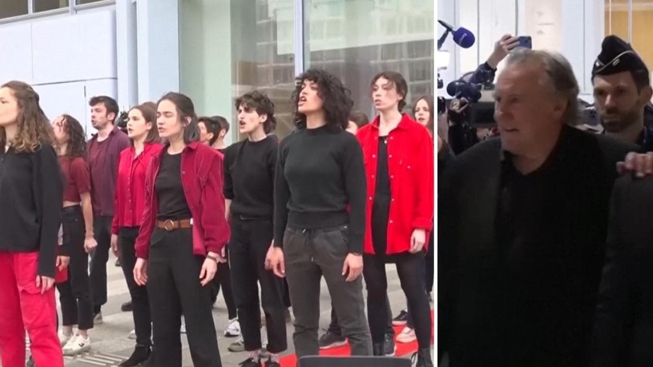 Processo Depardieu, l'arrivo in tribunale tra le proteste delle femministe
