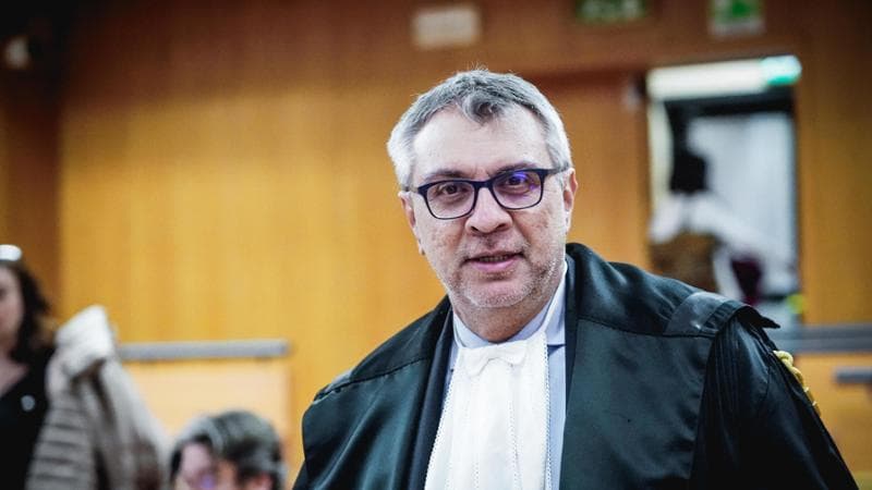 Il Pm Gianfranco Colace durante l'udienza del processo Eternit bis presso maxi aula 6 del tribunale. Torino 17 febbraio 2025 ANSA/TINO ROMANO