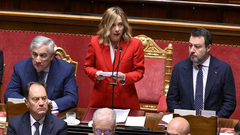 La premier Giorgia Meloni con i vice Antonio Tajani e Matteo Salvini
