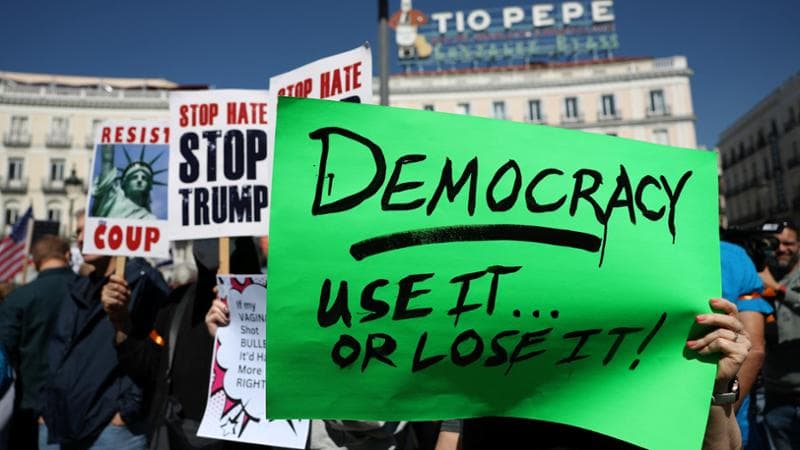 Madrid, 29 marzo: una protesta contro Donald Trump