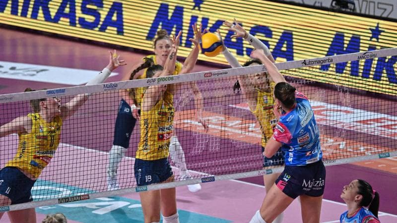 Una fase di Novara-Conegliano