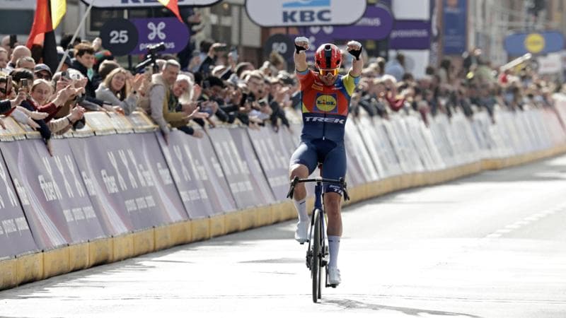 Mads Pedersen all'arrivo