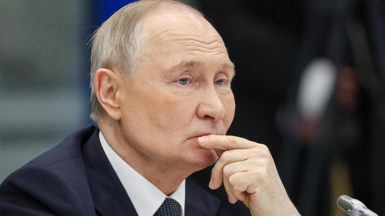 RUSSIA, MURMANSK - MARCH 27, 2025: Russia's President Vladimir Putin visits the Atomflot Marine Operations Headquarters responsible for ensuring safe navigation of the Northern Sea Route. Sergei Karpukhin/TASS/Sipa USA (Murmansk - , <credi