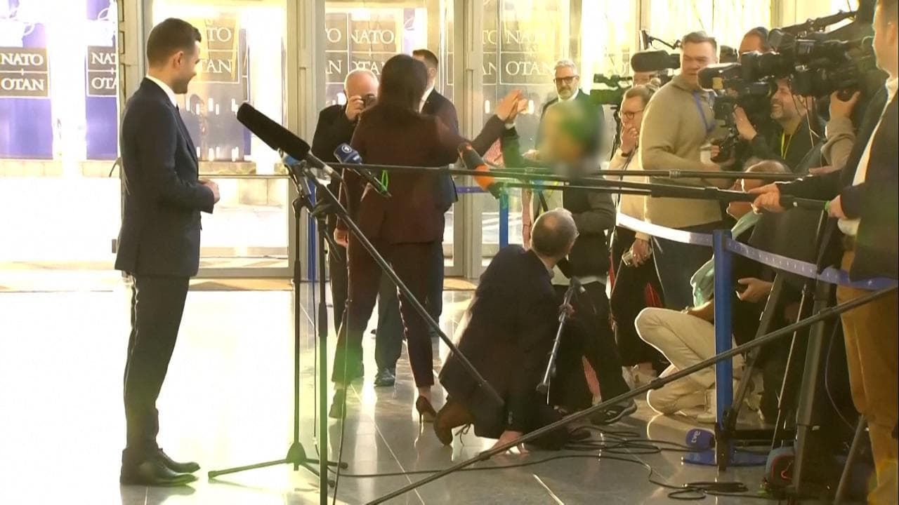 Bruxelles, il baby-giornalista intervista la ministra Baerbock e poi le chiede il cinque