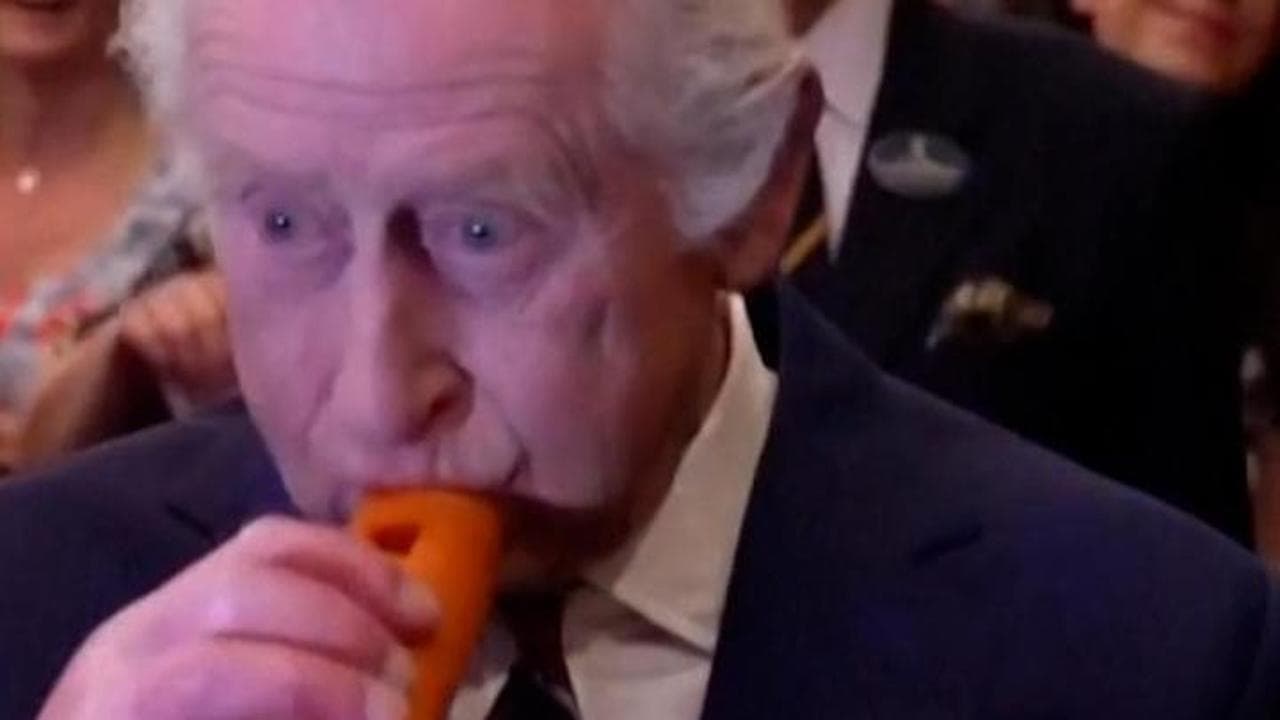 Londra: Re Carlo si unisce alla Vegetable Orchestra e suona il flauto-carota