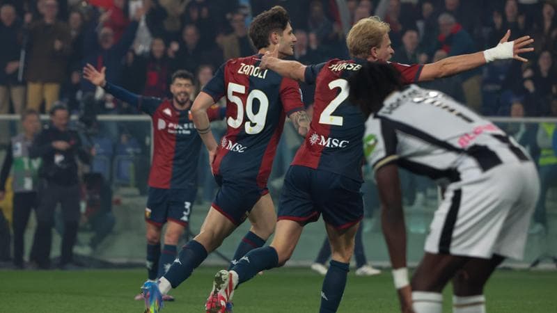 L'esultanza di Zanoli dopo il gol vittoria
