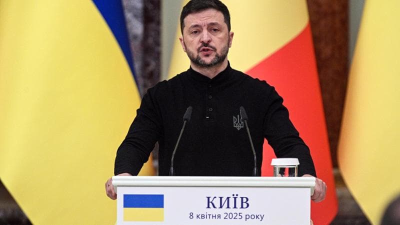 08/04/2025 Kiev. Conferenza stampa congiunta tra il primo ministro belga e il presidente ucraino Volodymyr Zelensky