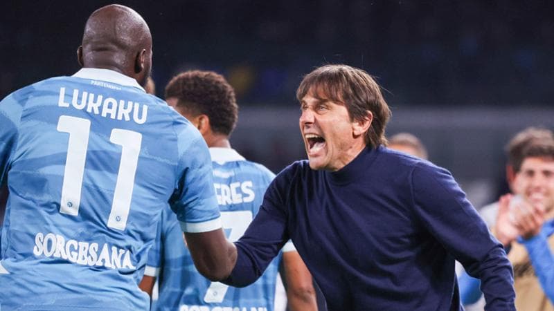 Antonio Conte con Romelu Lukaku
