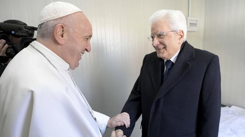 Papa Francesco e il presidente della Repubblica, Sergio Mattarella