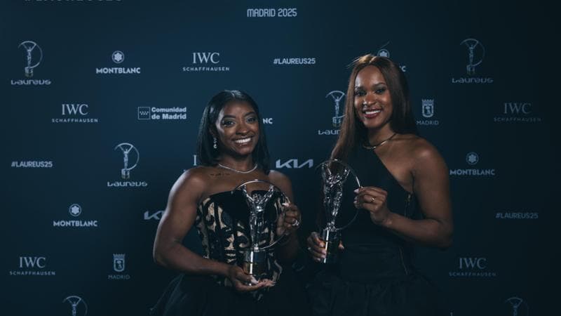 Simone Biles e Rebeca Andrade aiia premiazione dei Laureus Awards