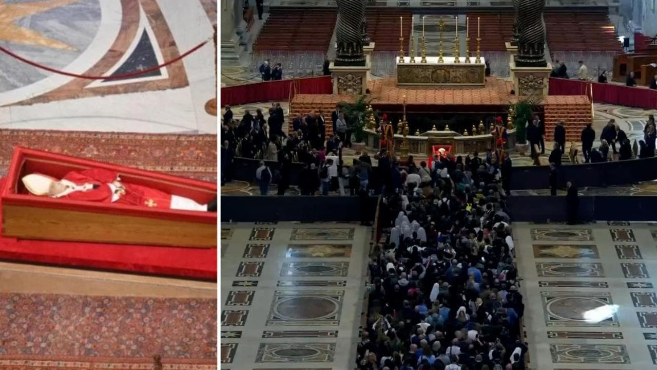 San Pietro: la bara del Papa esposta nella Basilica, iniziato l'omaggio dei fedeli alla salma