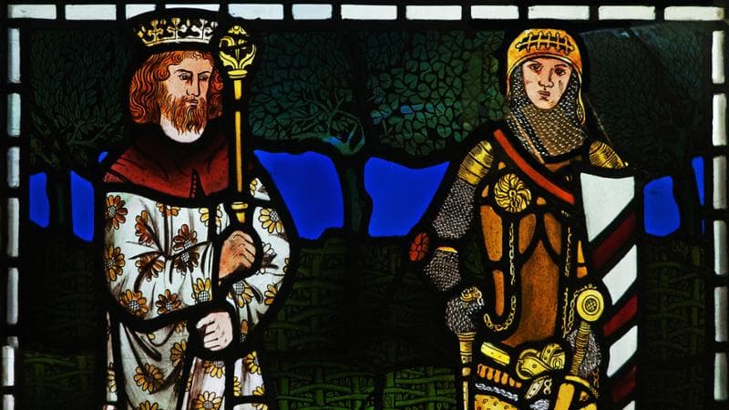 Artù e Lancillotto in una stampa inglese dell’Ottocento (Heritage Images/Getty Images)