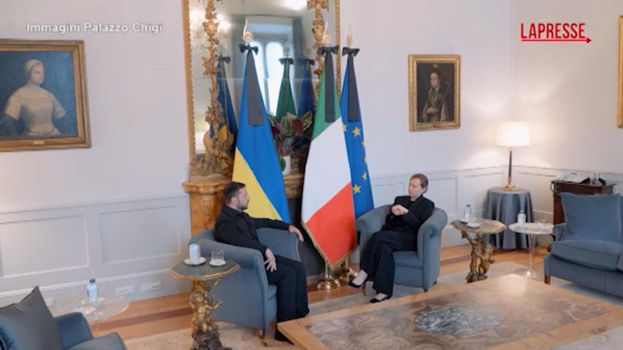 Giorgia Meloni incontra Volodymyr Zelensky a Palazzo Chigi