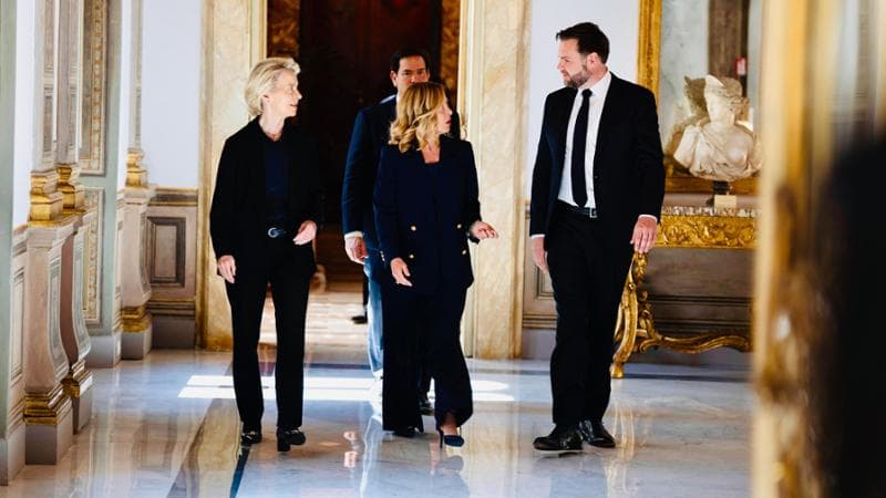 Roma, 18 maggio: Giorgia Meloni con Ursula von der Leyen e J.D. Vance a palazzo Chigi