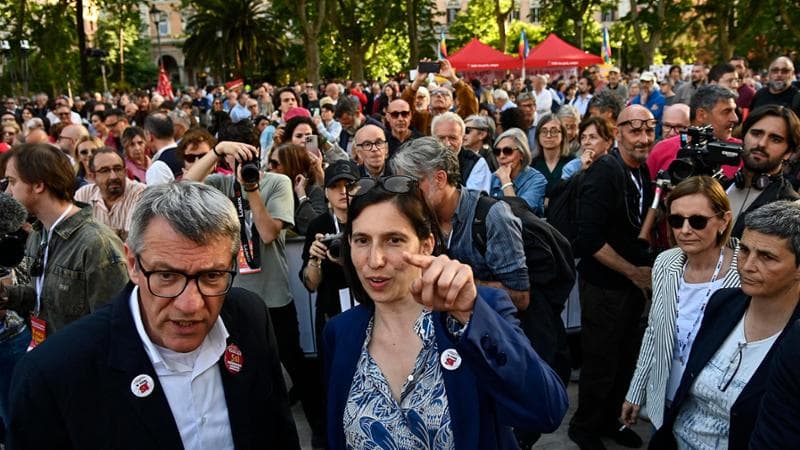 Elly Schlein e Maurizio Landini&nbsp;
