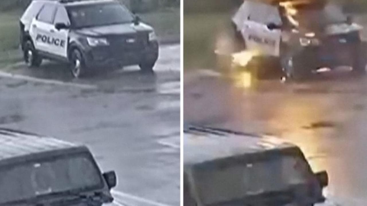Oklahoma, fulmine colpisce l'auto della polizia: il video