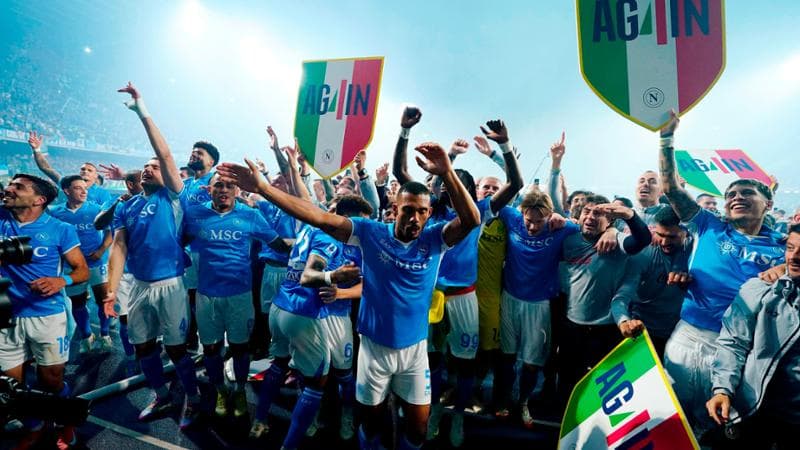 La festa scudetto dei giocatori del Napoli