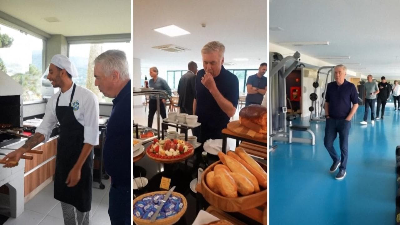 Palestra, cucina e barbecue (con qualche assaggio): Ancelotti visita il centro sportivo del Brasile