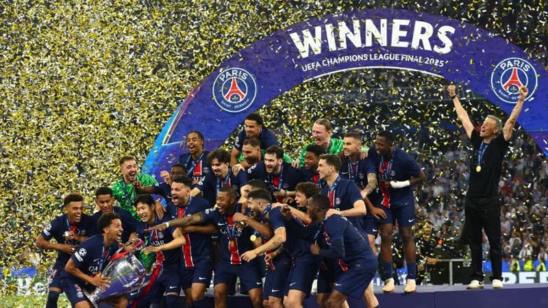 La festa dei giocatori del Psg