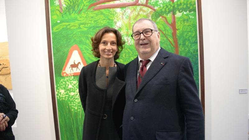 Daniel Lelong nel 2016 con Audrey Azoulay, allora ministro della Cultura francese. Credit:LAURENT BENHAMOU/SFotogramma/1610201030
