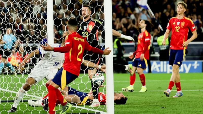 Pedri celebrates his goal against France