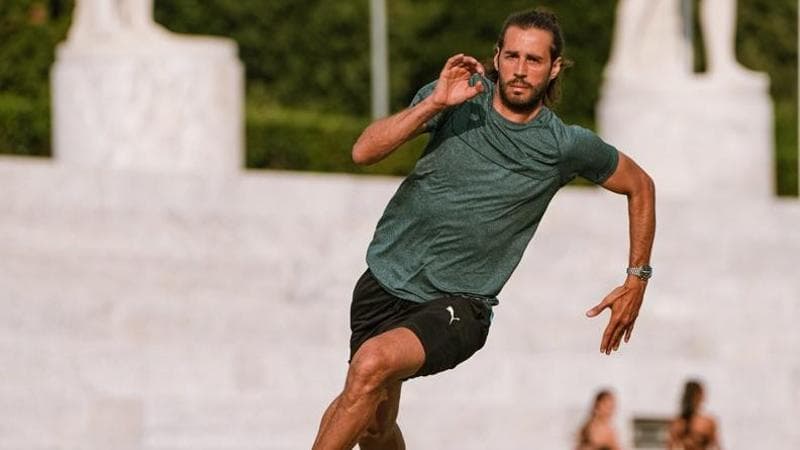 Gianmarco Tamberi in allenamento allo stadio dei Marmi (foto Fidal Fidal)
