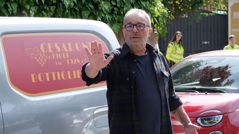 Claudio Amendola sul set de I Cesaroni