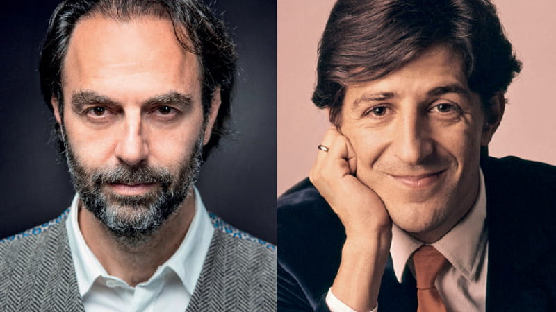 a destra Giorgio Gaber (1939-2003). e più a sinistra, Neri Marcorè, 58 anni,