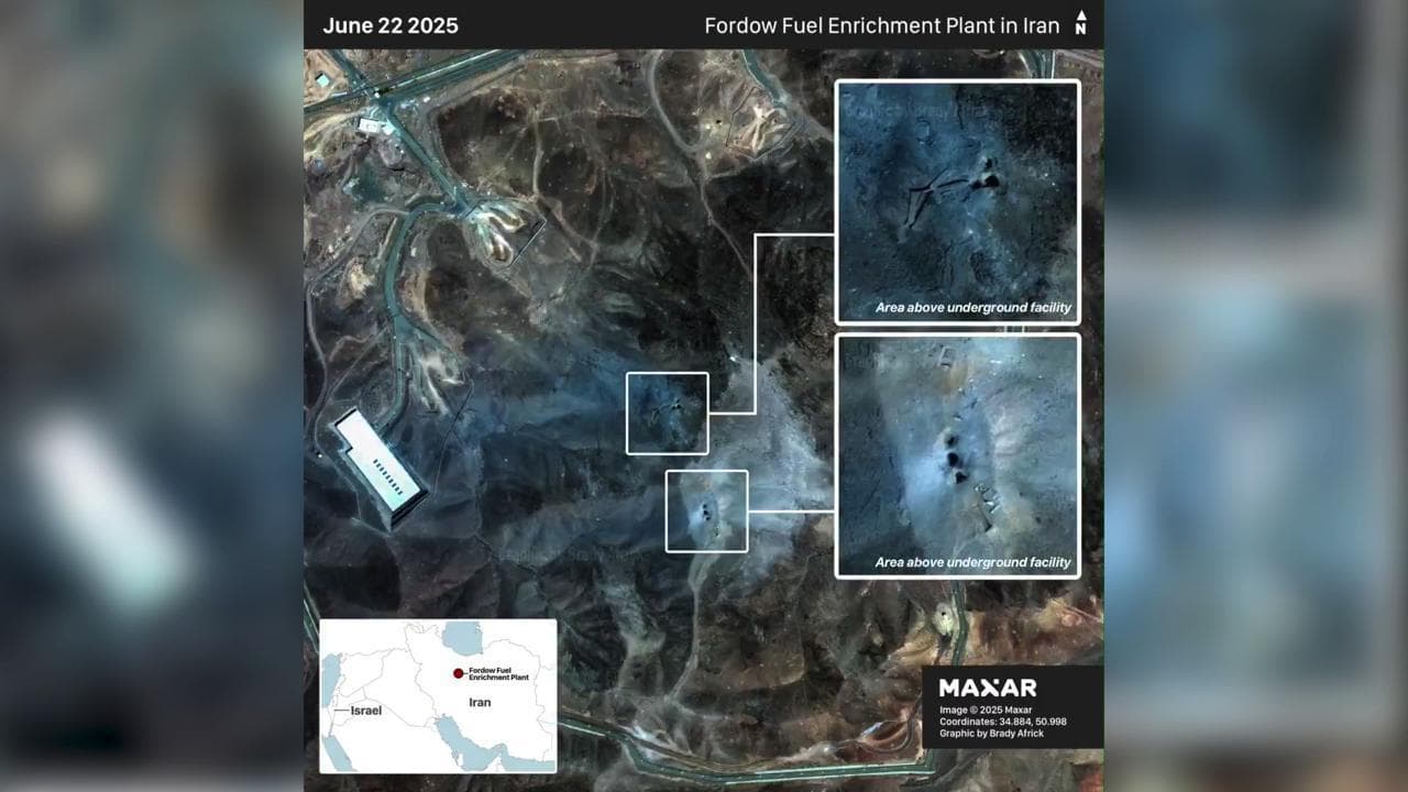 Iran, i crateri nel sito nucleare di Fordow: le foto satellitari dopo l'attacco Usa