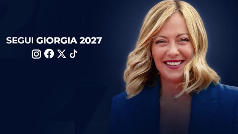 La foto della premier Meloni sui social "Giorgia 2027"