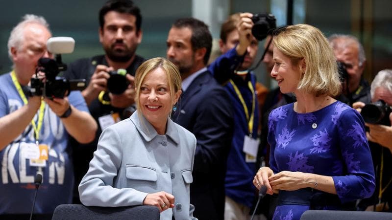 La premier Giorgia Meloni con l'Alto rappresentante per gli Affari esteri dell'Ue&nbsp;Kaja Kallas
