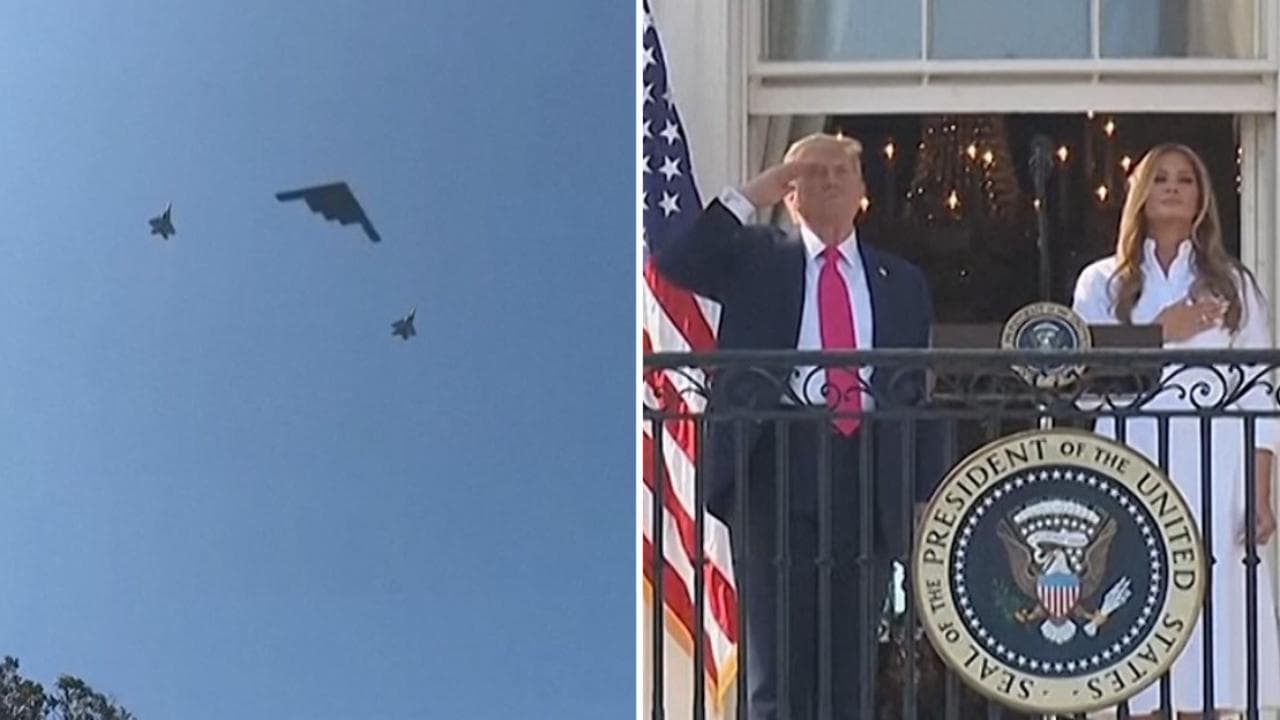 Stati Uniti: il bombardiere B-2 sorvola la Casa Bianca sotto gli occhi di Trump e Melania