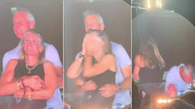 Boston, 17 luglio: la coppia inquadrata dalla kiss cam al concerto dei Coldplay