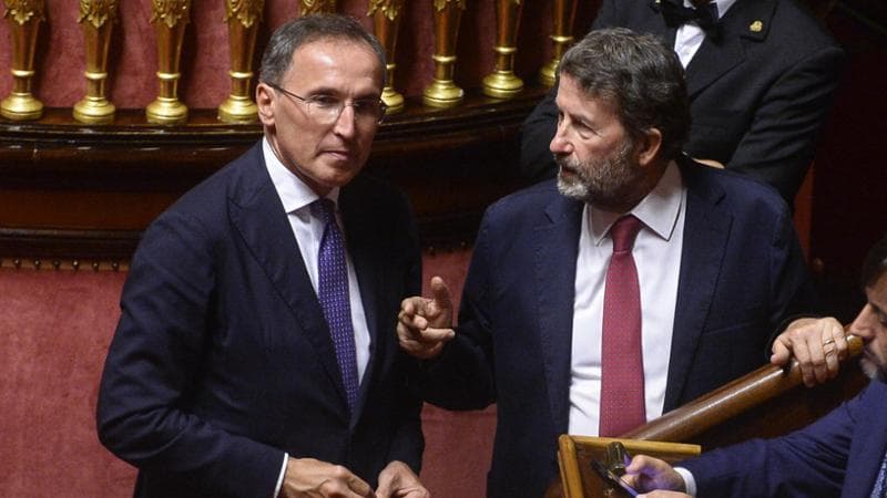 Roma Senato dichiarazioni di voto e voto finale sulla Riforma della Giustizia nella foto Dario Franceschini Francesco Boccia (ROMA - , <credi
