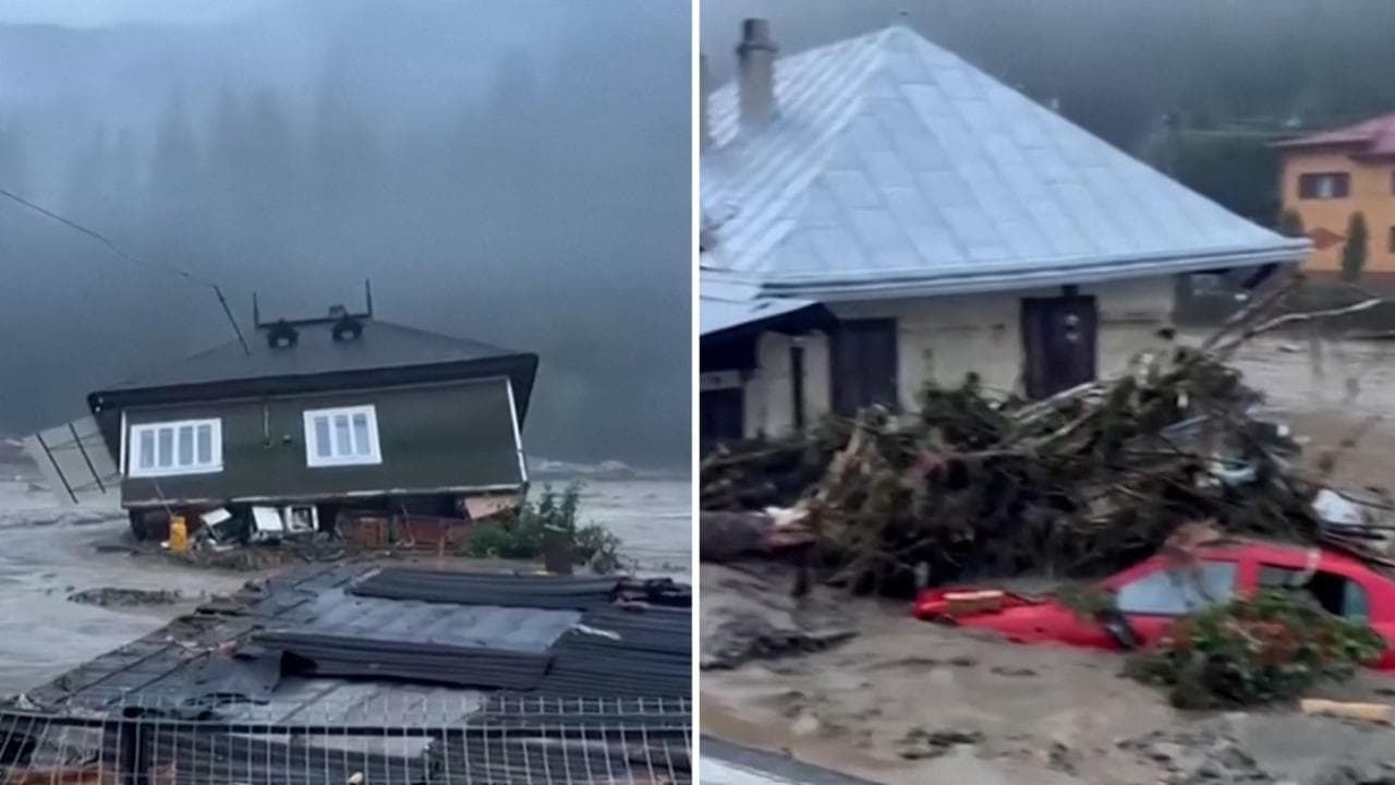 Inondazioni in Romania, la furia delle acque spazza via le case
