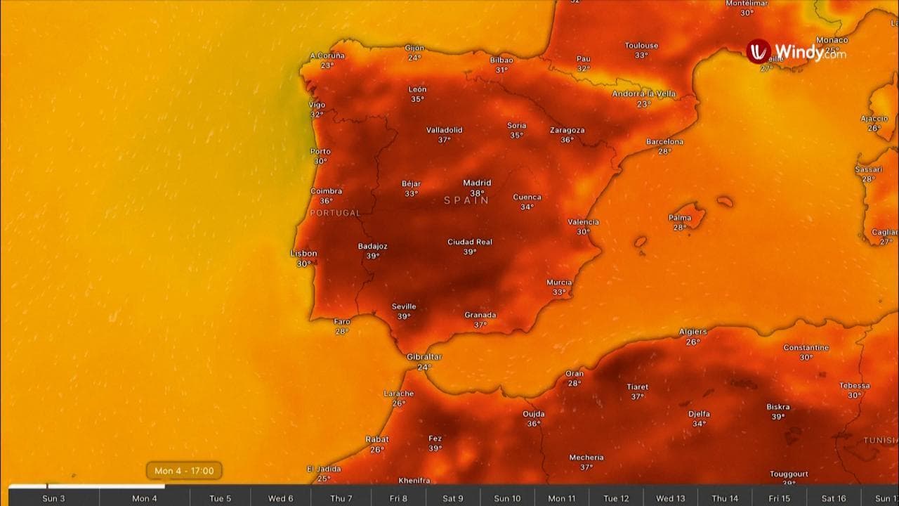 Spagna, allarme caldo: il timelapse che mostra come tra oggi e domani si supereranno i 40 gradi