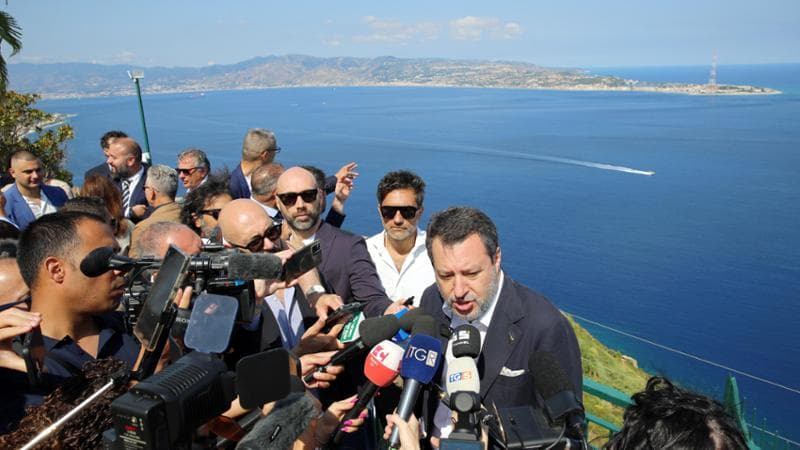 Il ministro Matteo Salvini a VIlla San Giovanni
