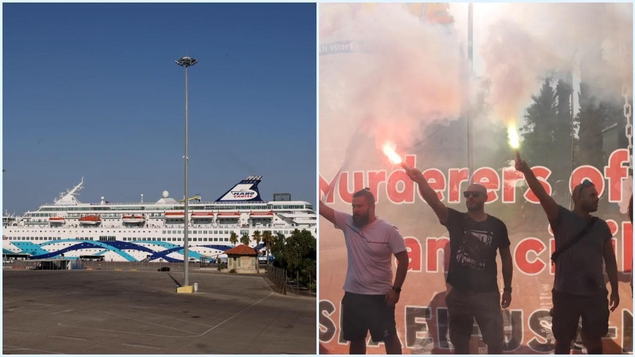 Grecia, nave da crociera israeliana attracca al porto del Pireo: protesta dei manifestanti pro Pal
